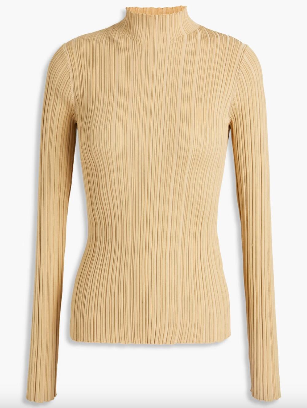 Acne Studios Beige Sweater Cotton Knit Ribbed Turtle Neck Pullover Size Small S